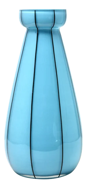 Hand Painted Blue Opaline Glass Vase, France