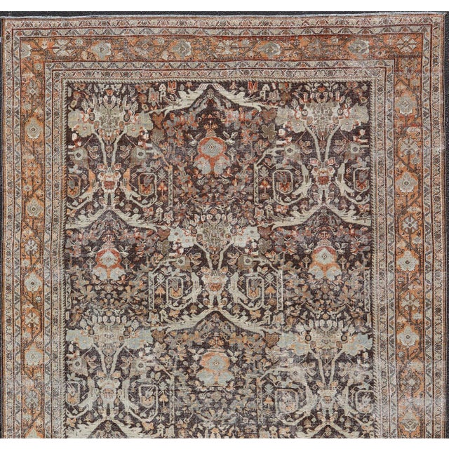 Antique Persian Sultanabad Rug With Warm Brown Field and Allover Vine Design For Sale In Atlanta - Image 6 of 17