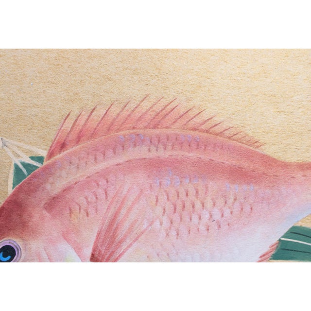 Paper "Red Snapper", Heisei Era Japanese Watercolor Painting For Sale - Image 7 of 17