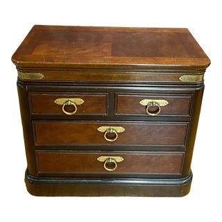 Wood and Brass Nightstand For Sale