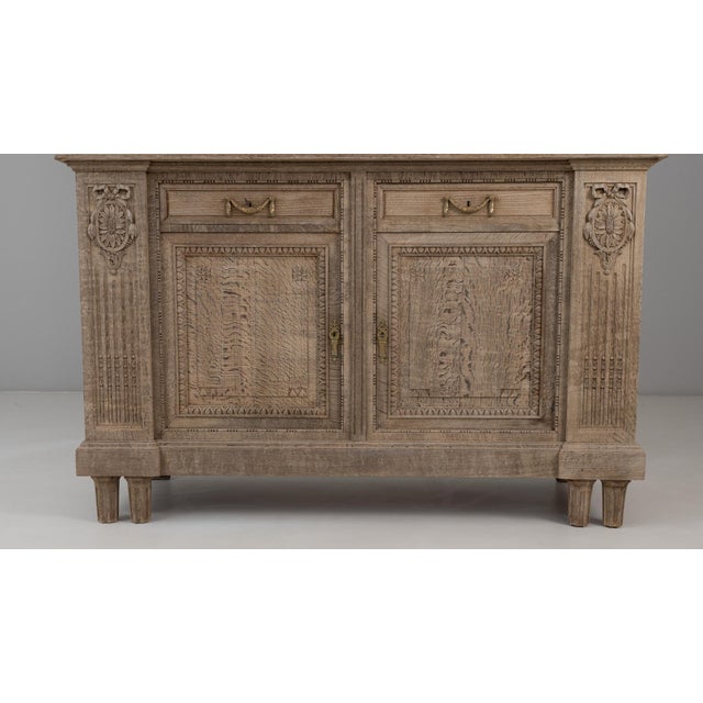 1910s Belgian Renaissance Revival Oak Cupboard With Carved Columns For Sale - Image 4 of 18