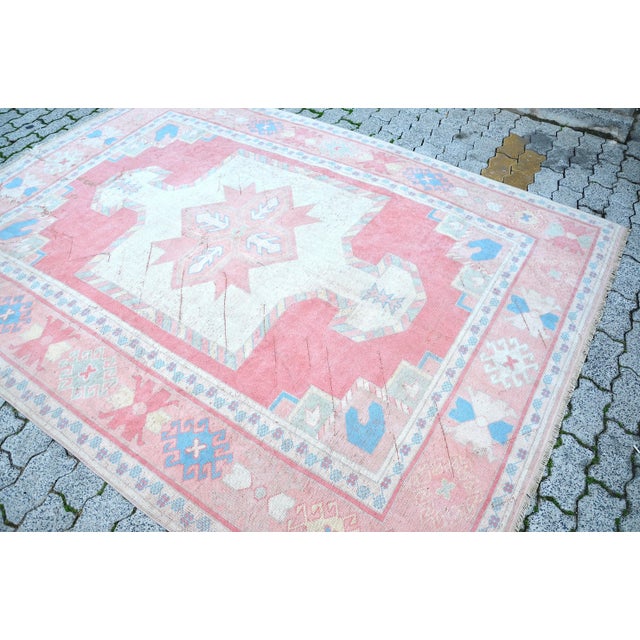 1960s 1960s Beige & Muted Red Hand Knotted Vintage Carpet For Sale - Image 5 of 11