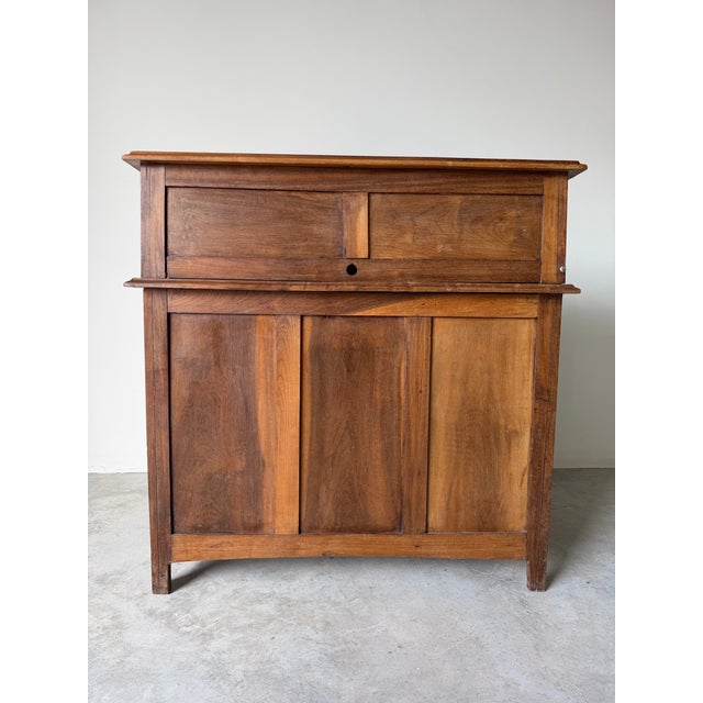 Wood Antique Early 20th Century Solid Wood Roll Top Desk With Drawers & Interior Organizer For Sale - Image 7 of 11