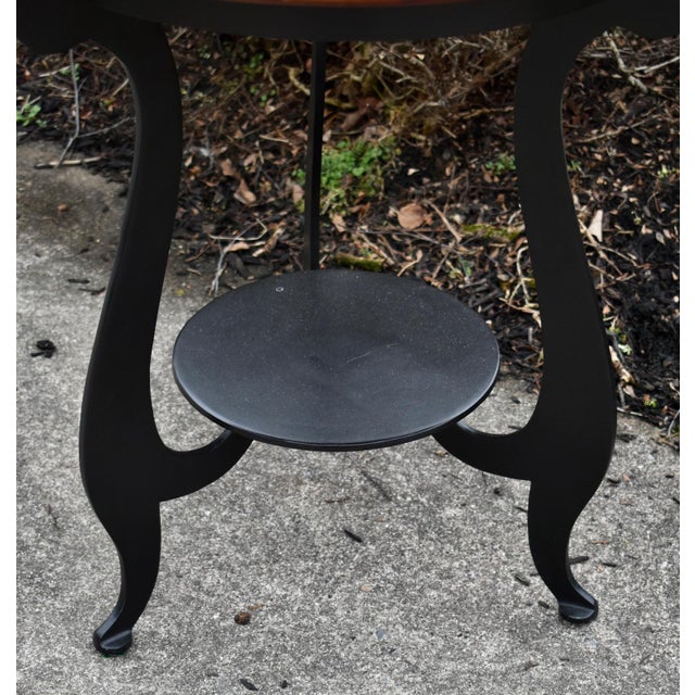 Ethan Allen Cherry Table Top End Round Black Metal Two Tier Accent Side Vintage For Sale In Philadelphia - Image 6 of 11