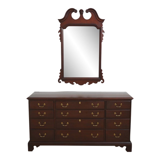Link Taylor Solid Mahogany Bedroom Dresser W. Mirror For Sale