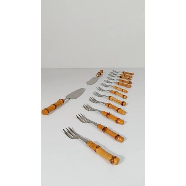 Vintage Dessert Set Flatware with Cake Servers in Stainless Steel, 1970s, Set of 14 For Sale - Image 9 of 17