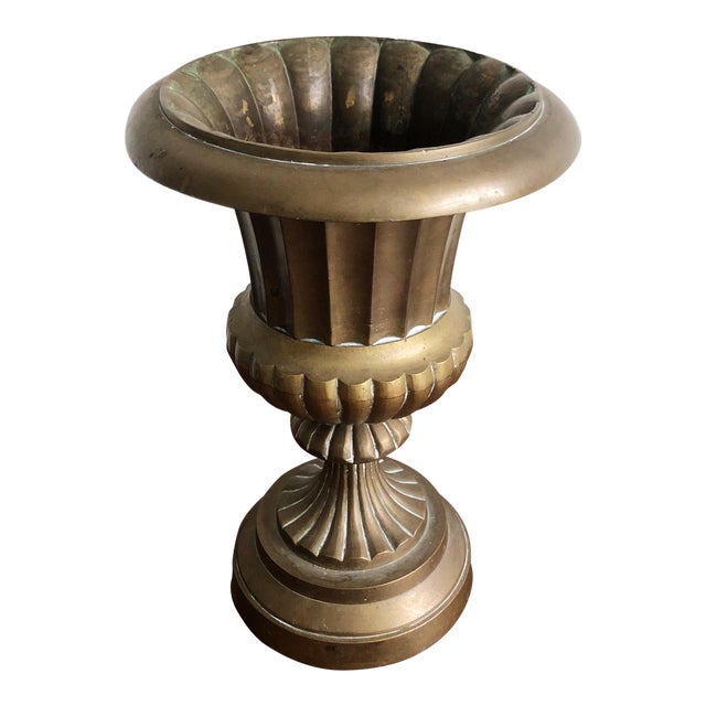 Hollywood Regency Style Brass Urn Vase Planter Chairish