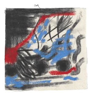 Emilie Voirin, Small Car, Mixed Media on Canvas