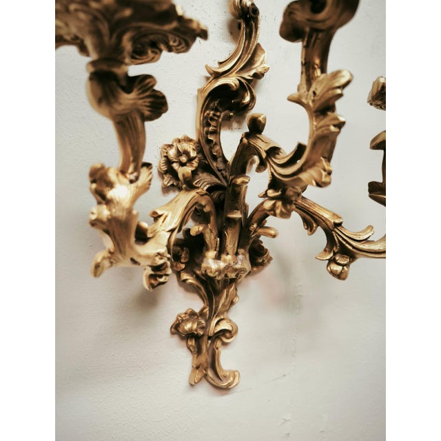 Antique Three-Light Bronze Wall Lamp, 1890s For Sale - Image 4 of 18