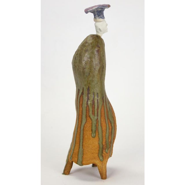 Figurative Ceramic Sculpture with Wood-Ash Glaze and Porcelain Head with Rusola by Óscar Aldonza Torres, 2024 For Sale - Image 4 of 10