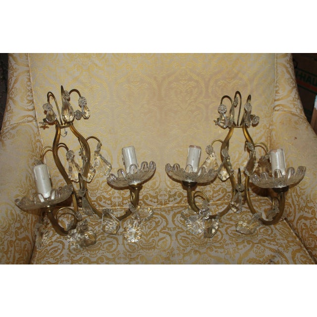 1940s French Regency Bronze/ Crystal Unsigned Baccarat Wall Sconces - a Pair For Sale - Image 13 of 13