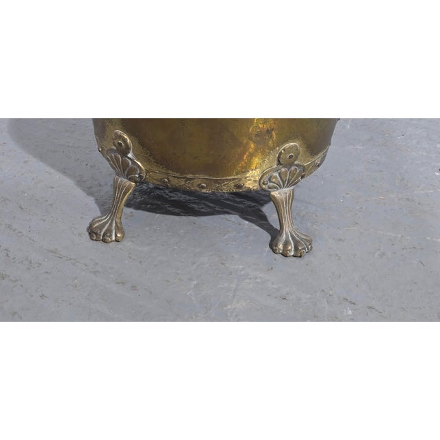 Antique Brass Log Bin, 1910 For Sale - Image 4 of 7
