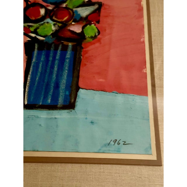 1960s 1960s Giuseppe Napoli Modernist Still Life Flowers Oil Painting, Framed For Sale - Image 5 of 5