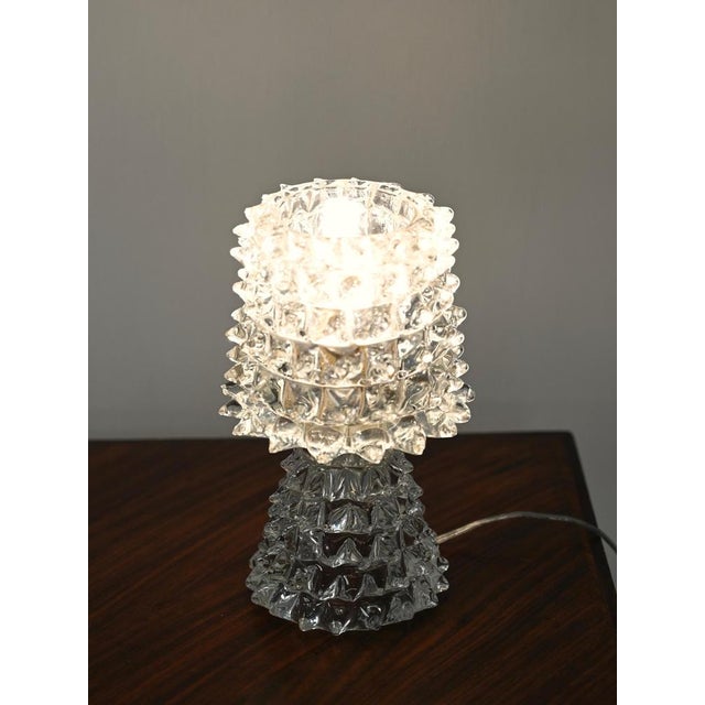 Rostrato Murano Glass and Brass Table Lamp from Barovier, Italy 1940s For Sale - Image 8 of 12