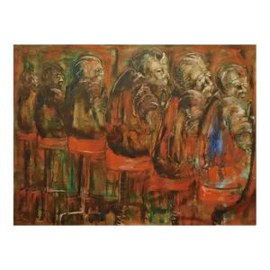 Gib Singleton Original Painting on Canvas "The Post" 1974 Hand Signed and Titled