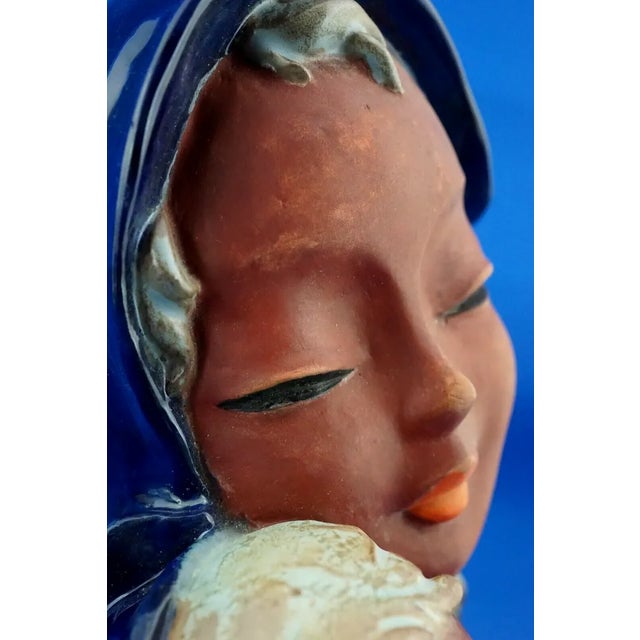 20th Century Art Deco Plaque of Madonna and Jesus in Terracotta by Kurt Goebel for Goldscheider, Austria For Sale - Image 13 of 18