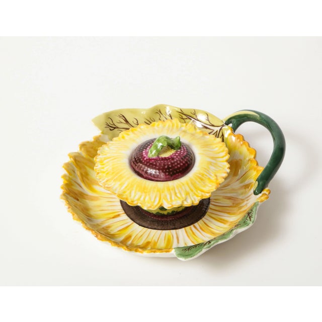 Porcelain Sunflower Jam Pot For Sale - Image 9 of 9