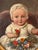 Victorian Artist, Baby Portrait with Flowers, Oil Painting, Framed For Sale - Image 3 of 10