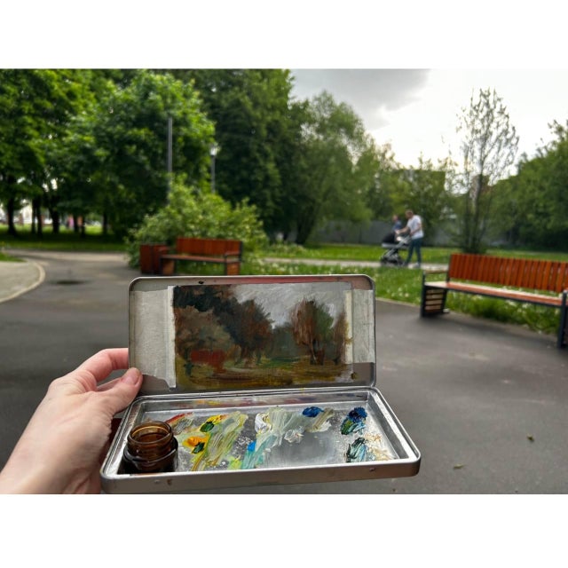 Framed Original Painting Plein Air Landscape Style by Valeriya Serova For Sale - Image 9 of 9