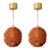 Vintage Orange Glass Beaded Large Round Orb Globe Chandelier Pendent Light Fixtures- A Pair For Sale