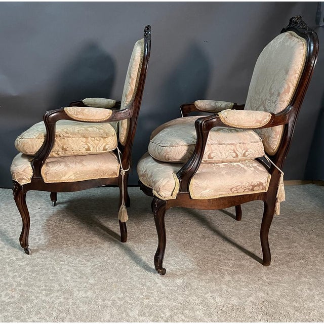 19th Century Louis XV French Armchairs, Set of 2 For Sale - Image 3 of 5