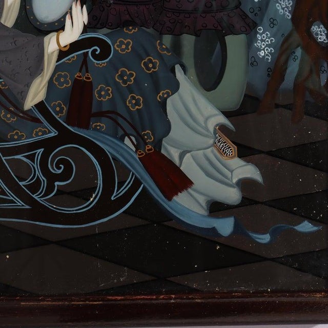 Antique Chinese Reverse Painted Wall Panel of a Woman C1920 For Sale - Image 4 of 8