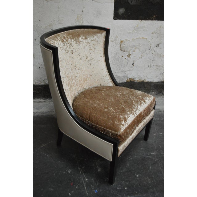 Bjork Studio Crushed Velvet Occasional Chair With Leather For Sale - Image 4 of 5