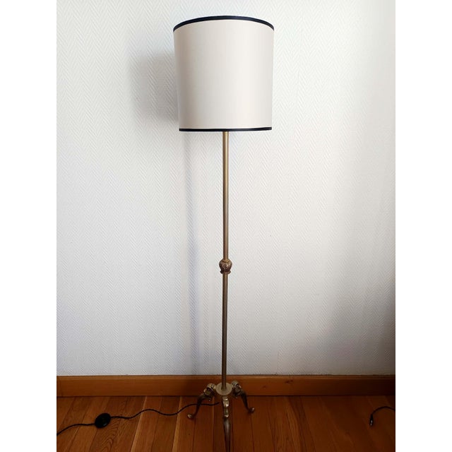 Vintage Brass Tripod Floor Lamp, 1950 For Sale - Image 11 of 11