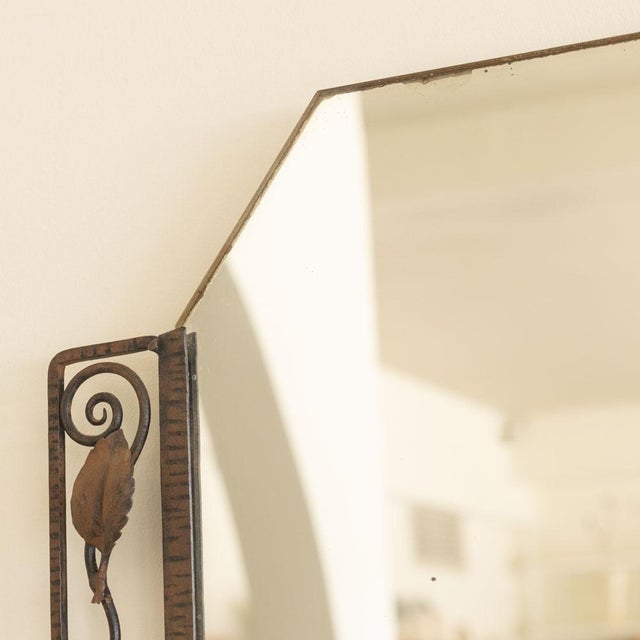1920s 1920s French Iron Art Nouveau Leaf Mirror For Sale - Image 5 of 10