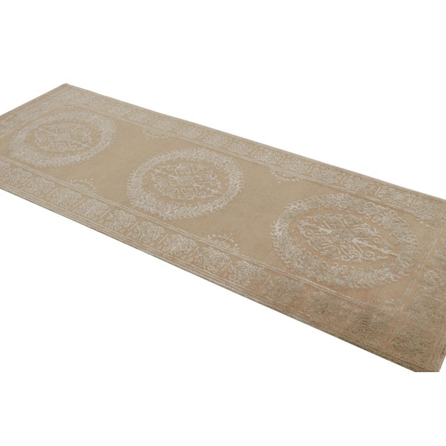 Rug & Kilim Rug & Kilim’s 18th-Century European Sty Beige Brown and Green Wool and Silk For Sale - Image 4 of 7