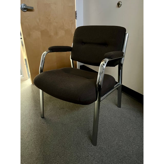 1970s Vintage United Chair Company Modern Chrome Chairs Set of 2