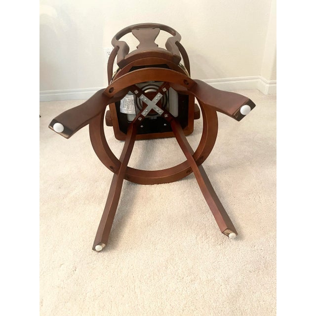 Solid Cherry Wood Ethan Allen Style Swivel Exquisite Bar Stools Set of Four Excellent Mint Condition Late 20th Century For Sale In Denver - Image 6 of 18