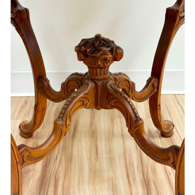 Antique Round French Louis XV Style Carved Wood Center Table For Sale - Image 11 of 13