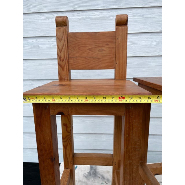 Late 20th Century Vintage Rustic Mexican Pine Bar Stools a Pair