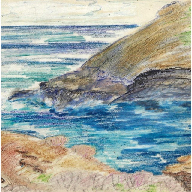 Grace Spongberg (American, 1906-1992) "Hanauma Bay" oil pastel on paper, estate stamp on reverse. Grace Spongberg grew up...