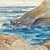 Grace Spongberg (American, 1906-1992) "Hanauma Bay" oil pastel on paper, estate stamp on reverse. Grace Spongberg grew up...