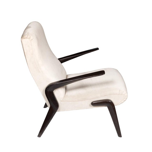 Osvaldo Borsani Fabric and Walnut Armchairs by Osvaldo Borsani for ABV, 1950s, Set of 2 For Sale - Image 4 of 6