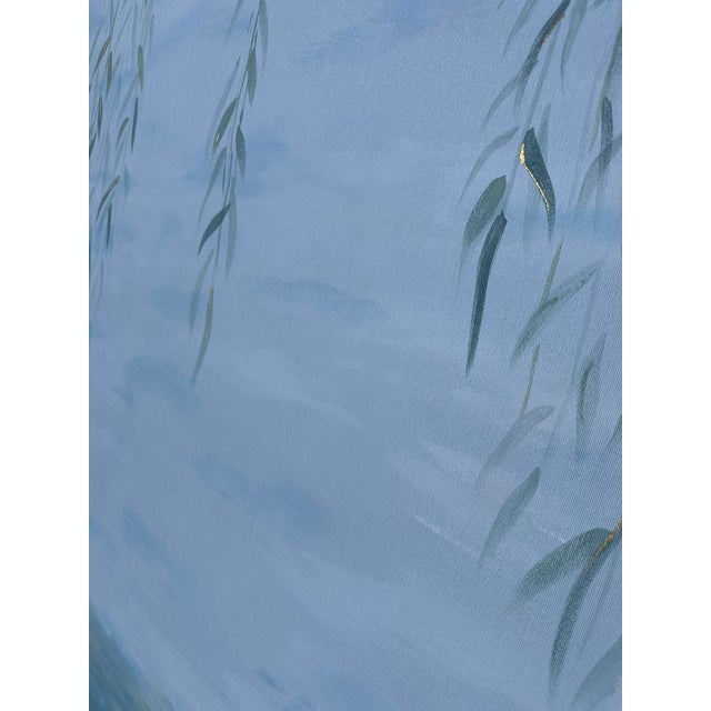 Monet Hand Painted Canvas Panel in the Style of Monet’s Waterlilies (Panel 2) For Sale - Image 4 of 10