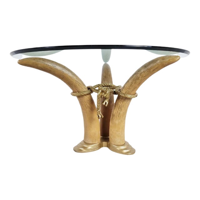 Vintage Faux Tusk Center or Side Table, 1970s For Sale