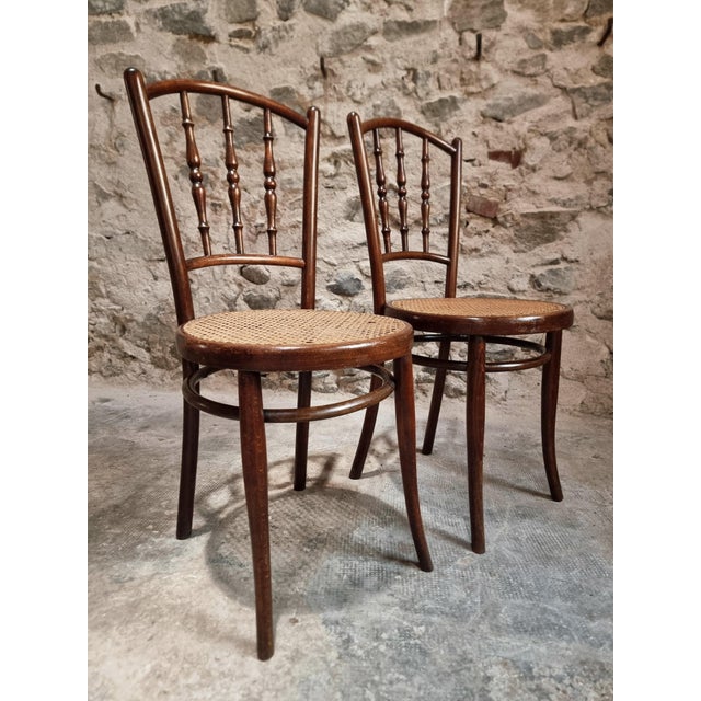 Set of two antique bentwood chairs produced by Jacob & Josef Kohn, Vienna, Austria, dating from approximately 1900–1930....