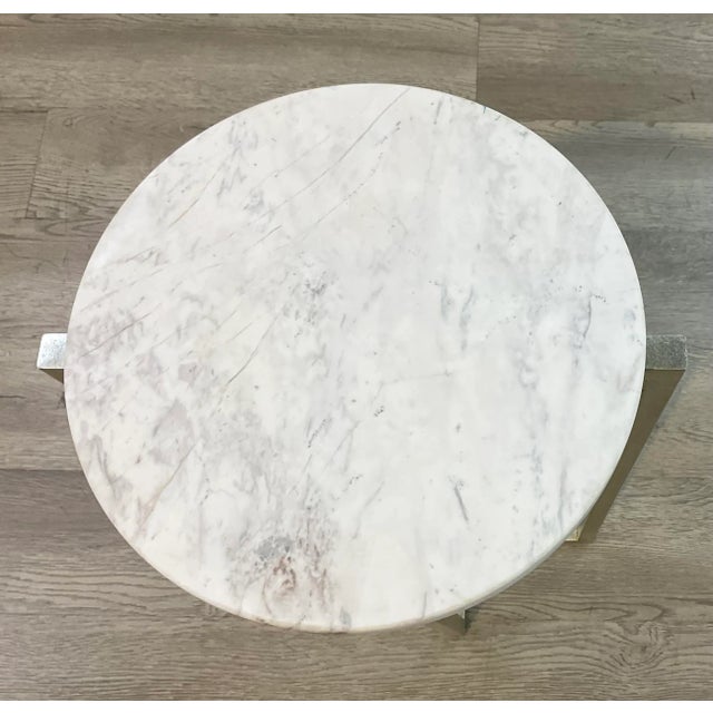 Modern Currey & Co. Modern White Marble Drinks Table Prototype For Sale - Image 3 of 3