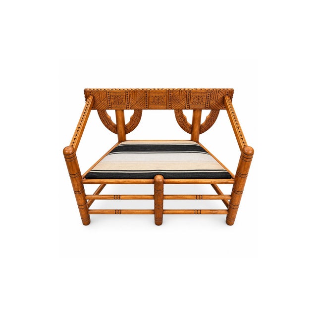 Wood Antique Scandinavian Hand-Carved Folk Art Bench, Circa 1900 For Sale - Image 7 of 7