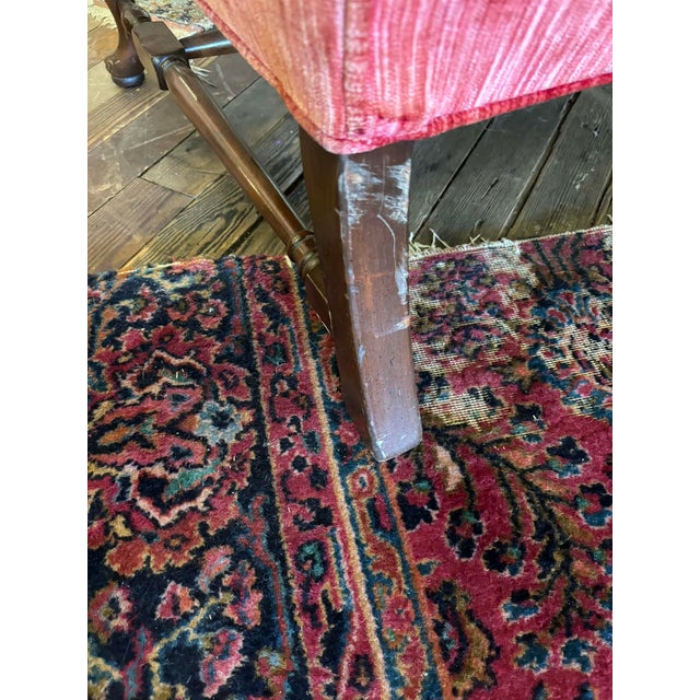 Textile Vintage Pink Velvet Wingback Chair For Sale - Image 7 of 7