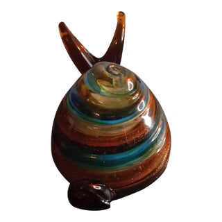 1980s Multicolor Art Glass Snail Figurine For Sale