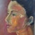 Vintage Portrait of "Woman Side View" Oil on Canvas by Rosemary Rabut Signed 18x24 Red Brown Pink Philadelphia Artist...