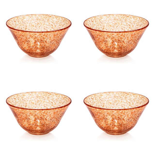Antibes 4-Piece Set Glass Bowls, Orange For Sale - Image 4 of 4
