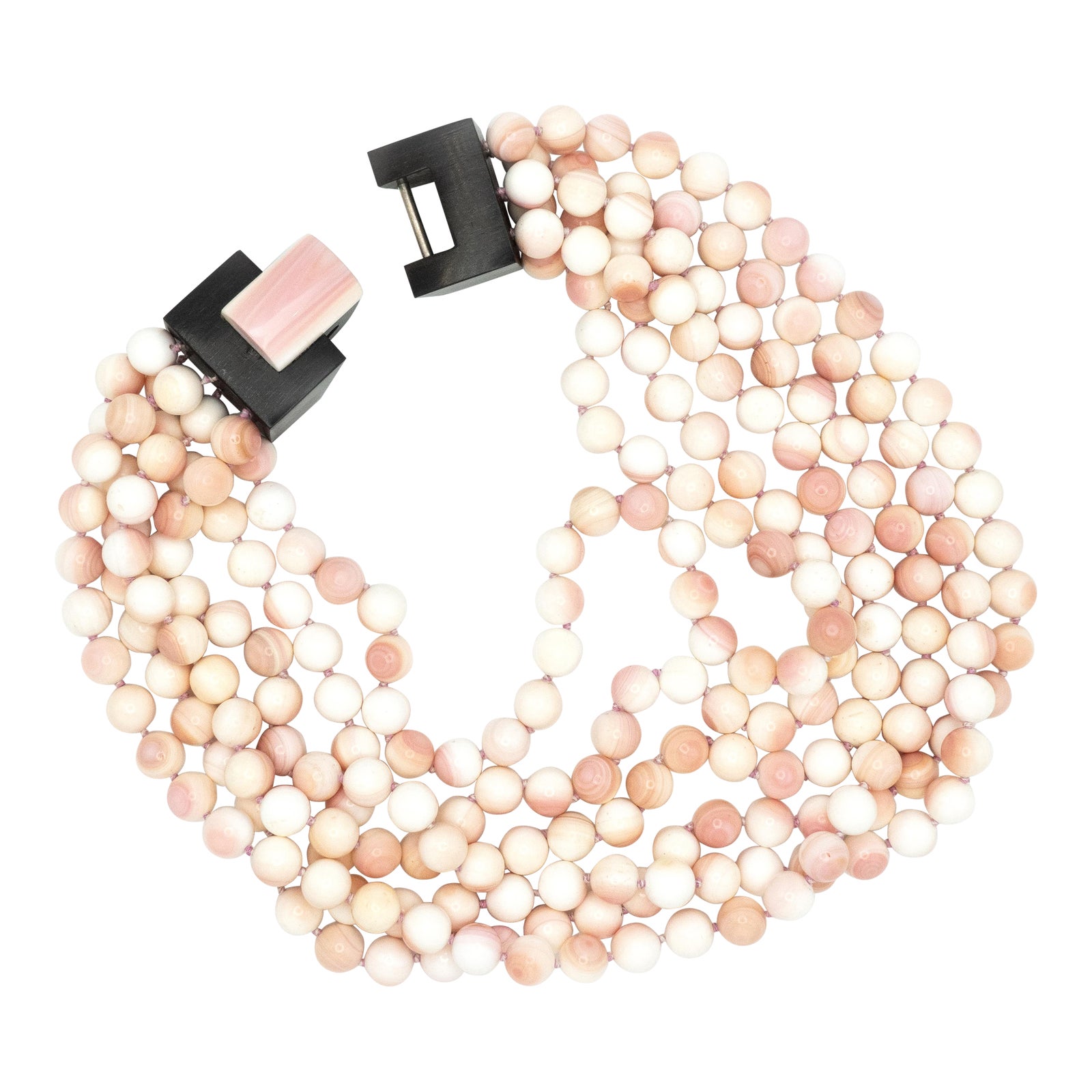 1980s Patricia Von Musulin Multi Strand Pink Conch Shell Bead Necklace ...