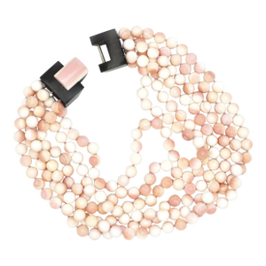 1980s Patricia Von Musulin Multi Strand Pink Conch Shell Bead Necklace