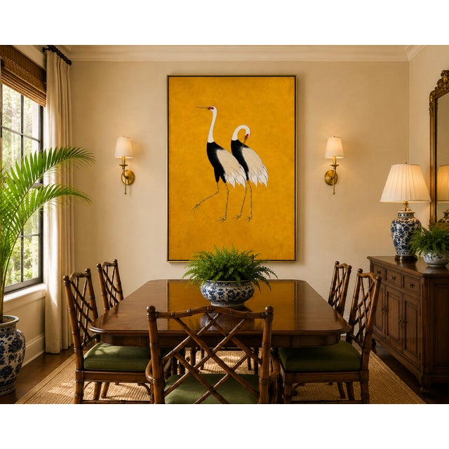 Golden Crane Portrait, Japanese Crane Wall Art, 40" X 60" For Sale - Image 10 of 11