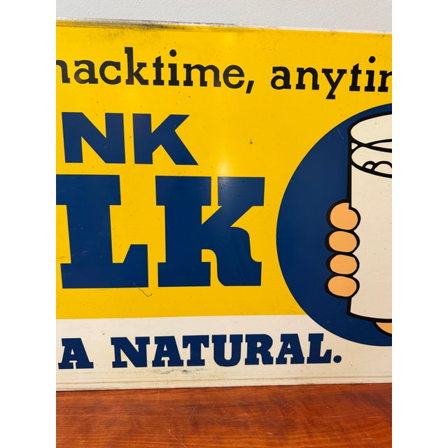 Vintage Connecticut "Drink Milk" Dairy Advertising Metal Sign, 44 Inches For Sale - Image 18 of 18